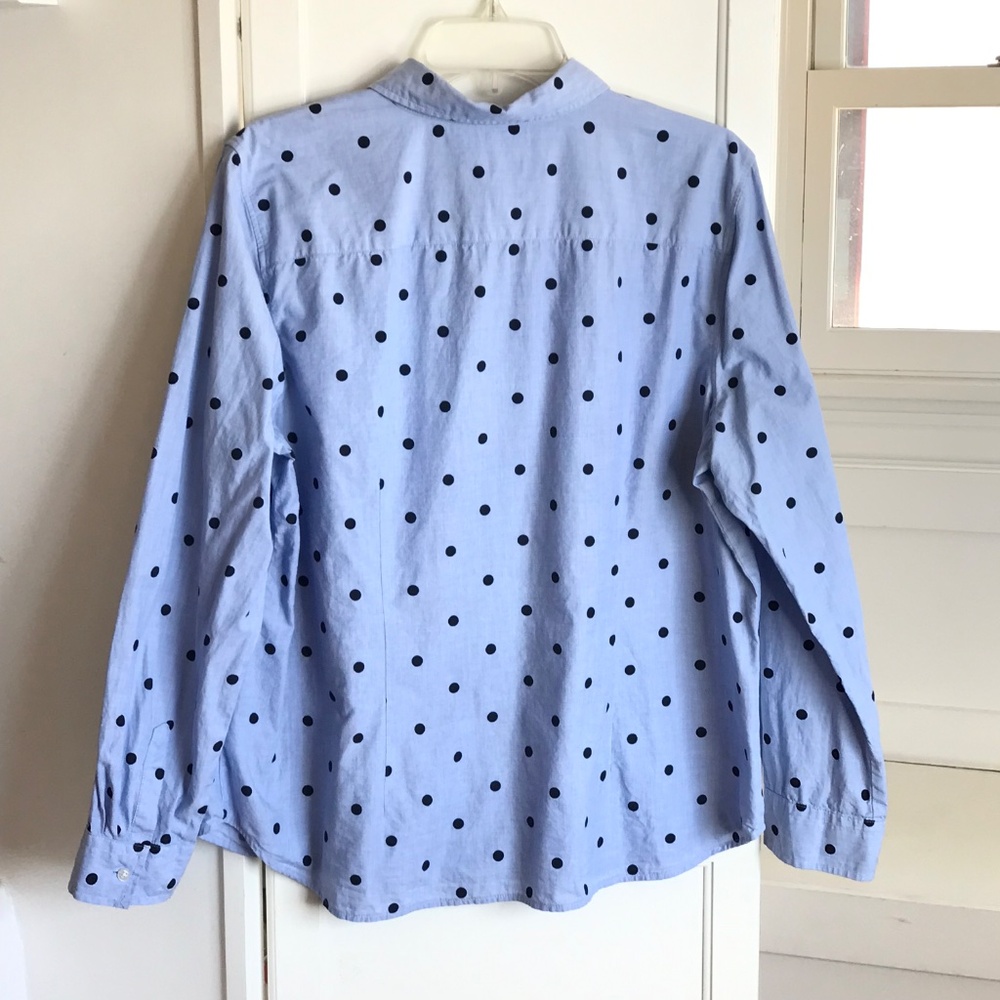 Talbots Blue Polka Dot Blouse - Picture 7 of 16